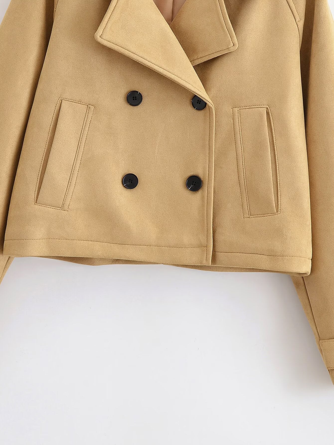 Women's new fashion lapel short double breasted Windbreaker coat