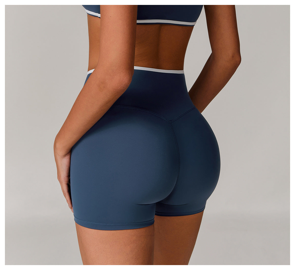 Women's New Fashion Joker Cross High Waist Yoga Tight Nude Hip-lifting Shorts Wearing Fitness Pants.