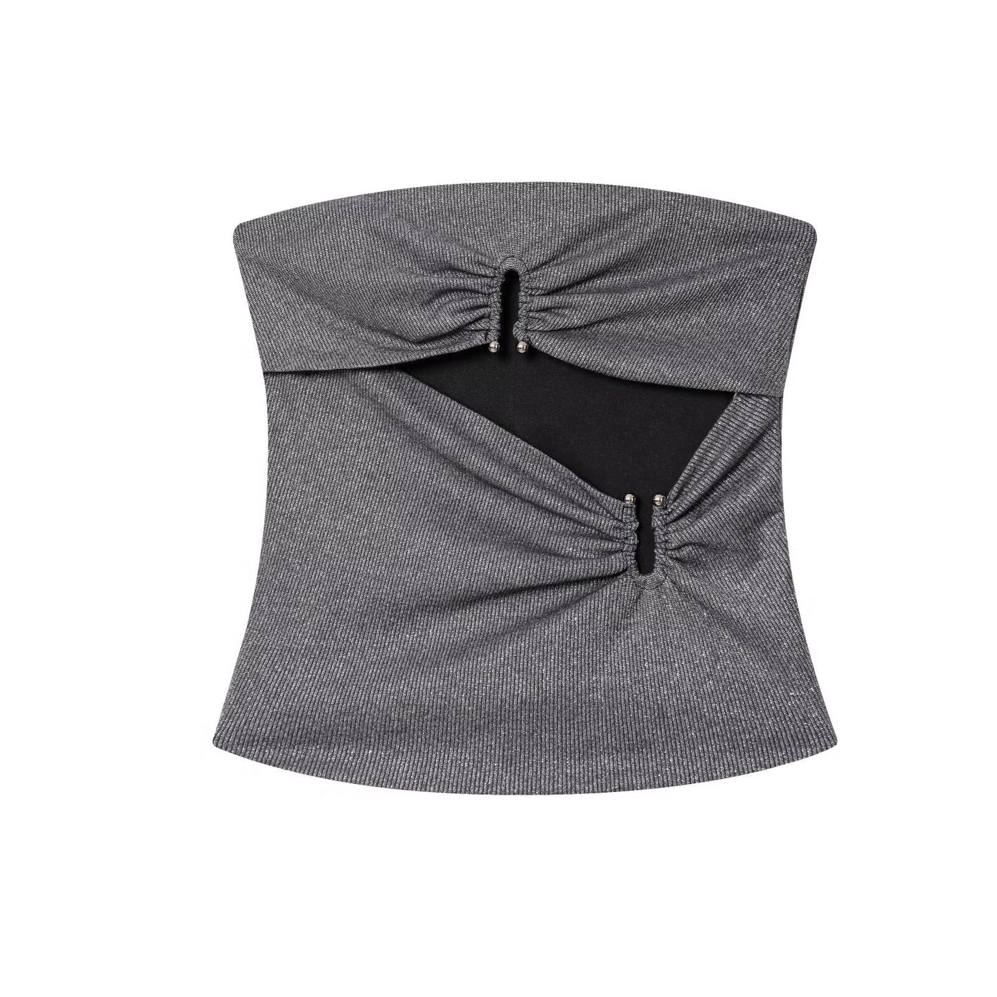 Women's chic Fashion opening design elastic strapless top