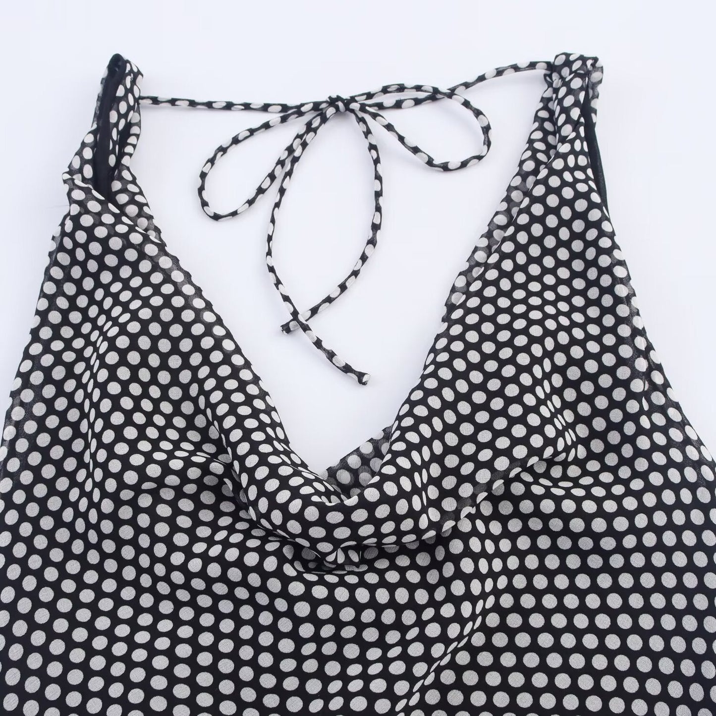 Women's new fashion sleeveless polka dot printed MIDI dress