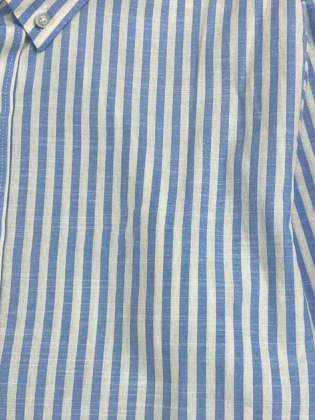 Men and women with the new fashion casual Joker embroidery comfortable breathable cotton striped shirt.