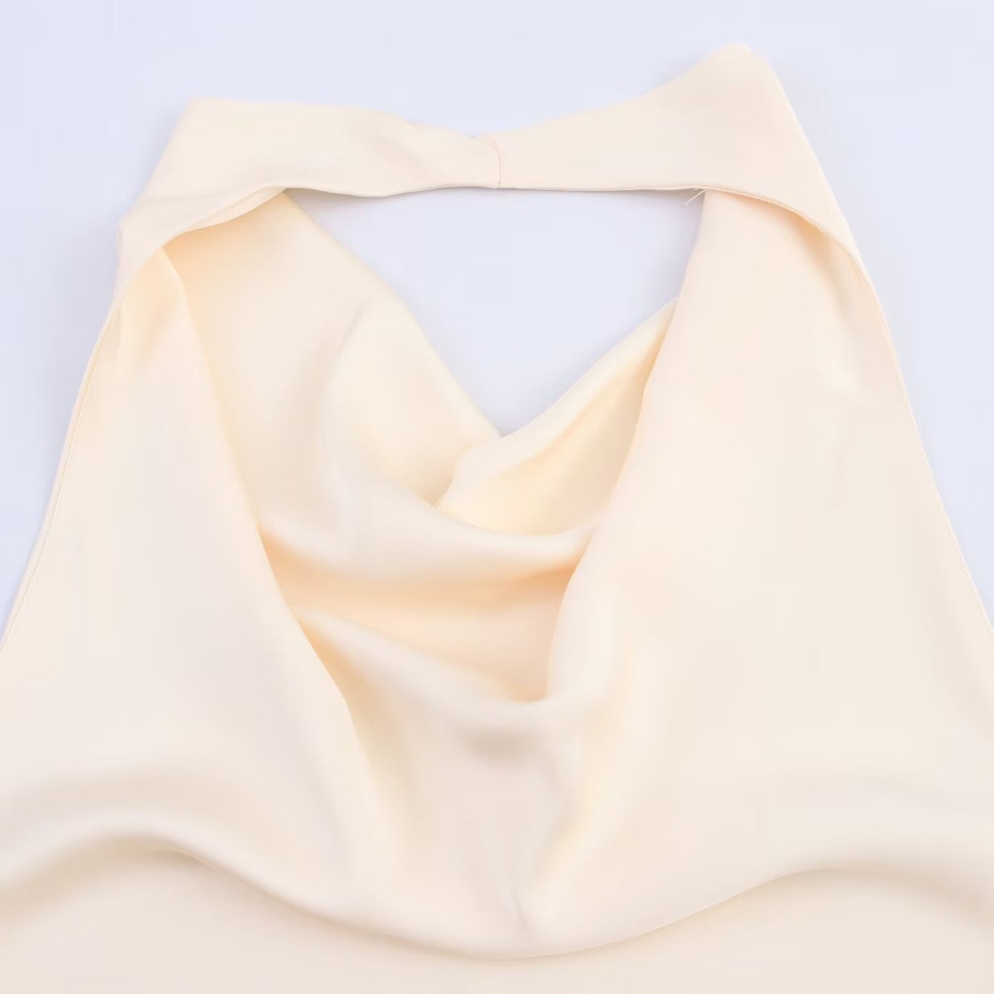 Women's new fashion lace decoration satin hanging neck top+Skirts suit