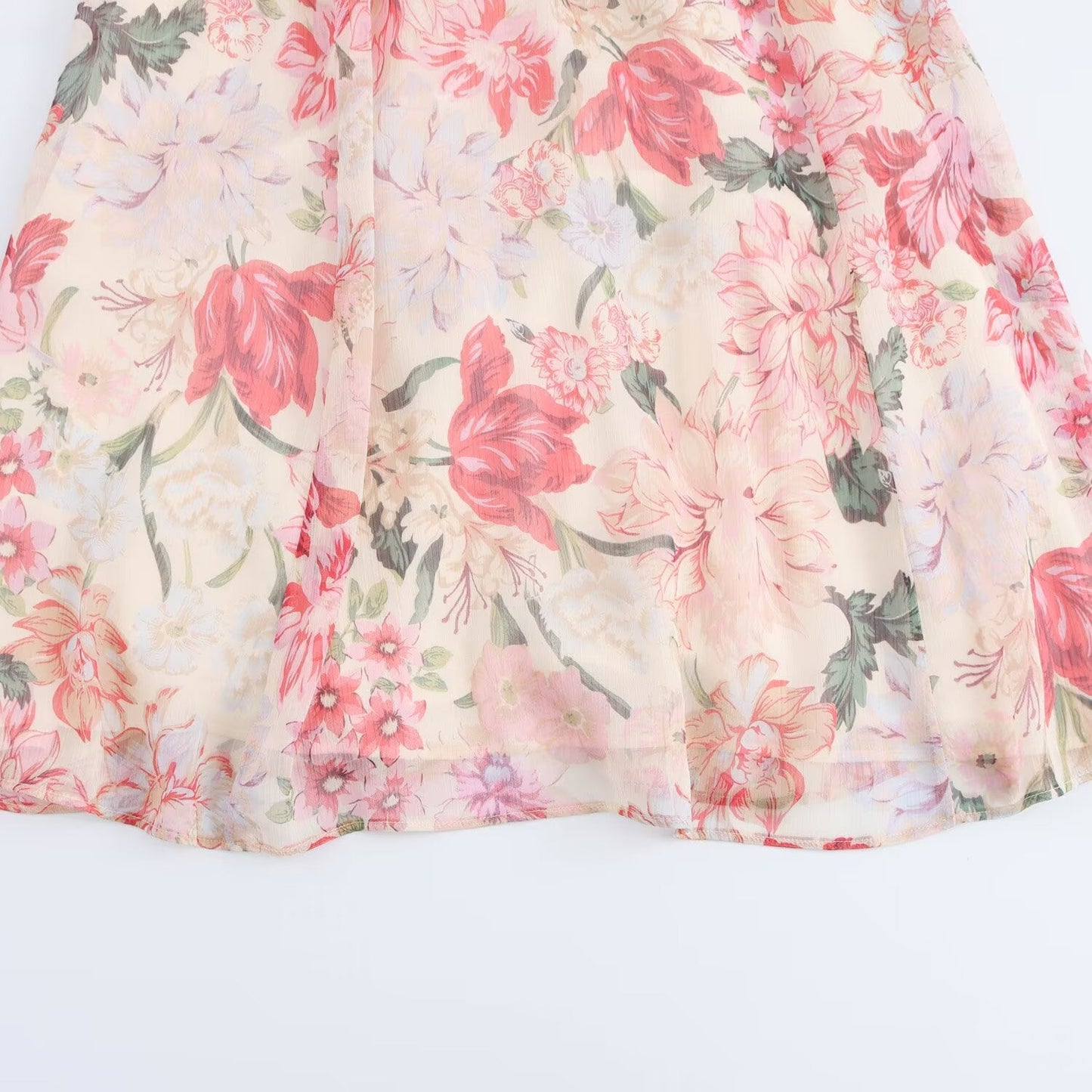 Women's new chic Fashion with Belt bow tie decoration loose flower print MIDI dress retro long sleeved women's dress Mujer