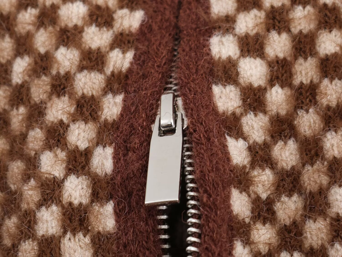 Women's new faux fur effect stand collar knitted Coat