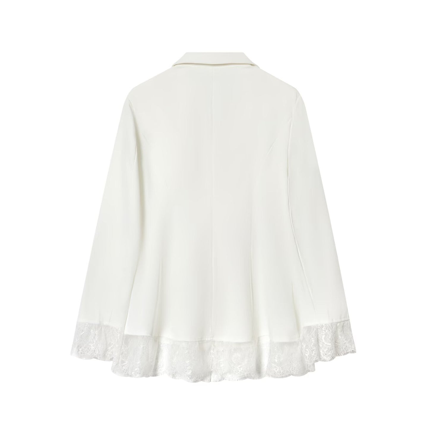 Women's waist cinched slim lace patchwork Blazer Coat