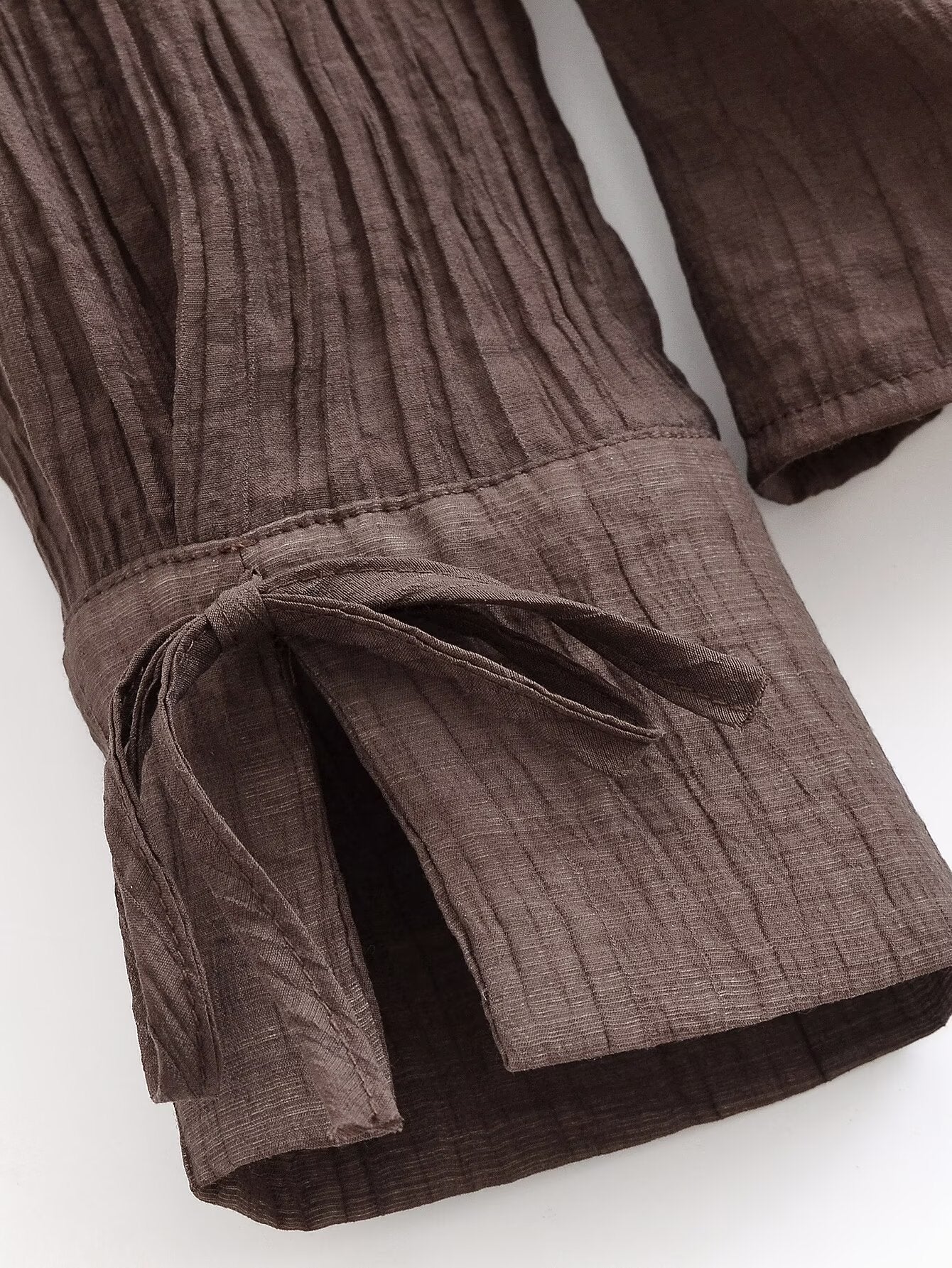 Women's new fashion bow decoration slim pleated semi transparent shirt