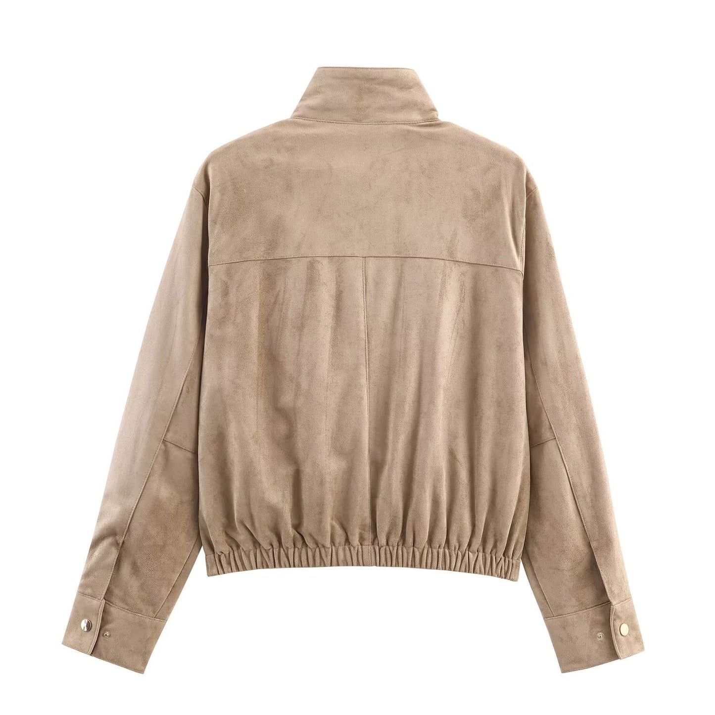 Women's new fashion anti suede effect stand collar jacket Coat