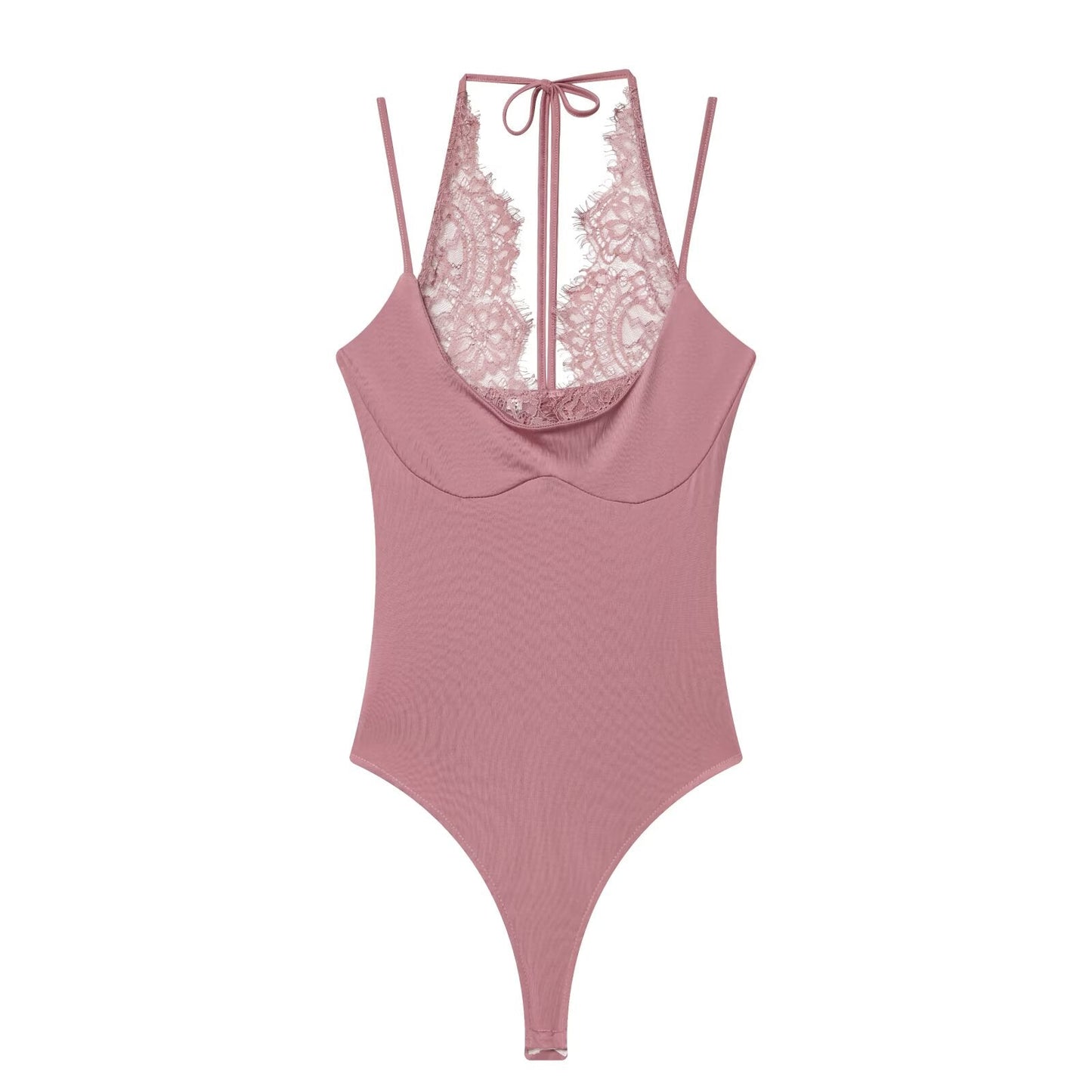 Women's patchwork lace halter neck jumpsuit