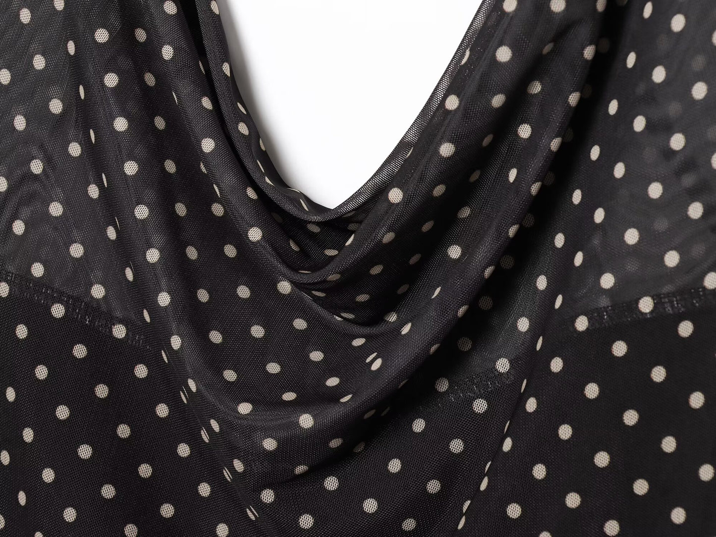 Women's new fashion slim backless polka dot print suspender MIDI dress