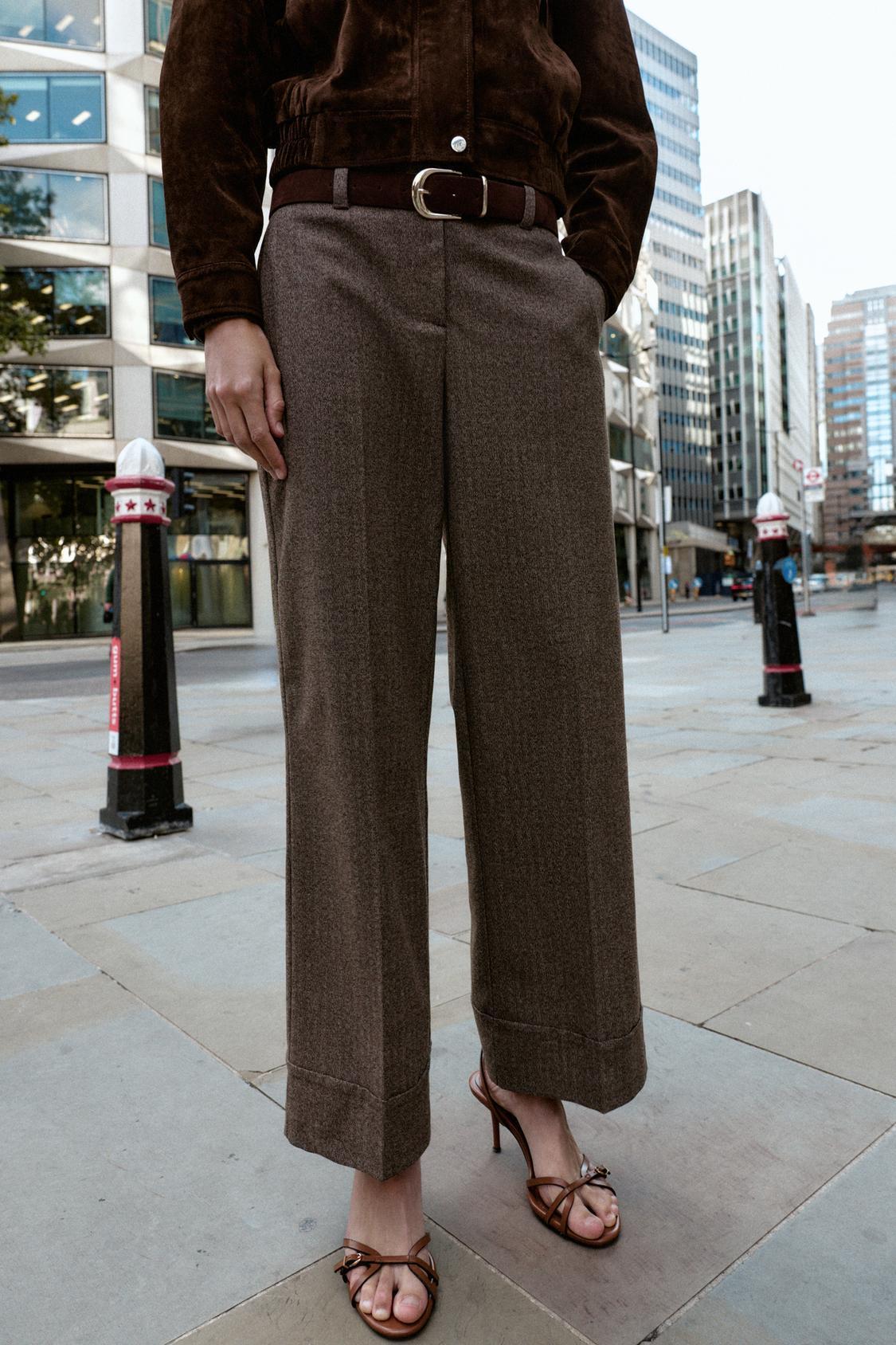 Women's new fashion with Belt casual herringbone diagonal pants
