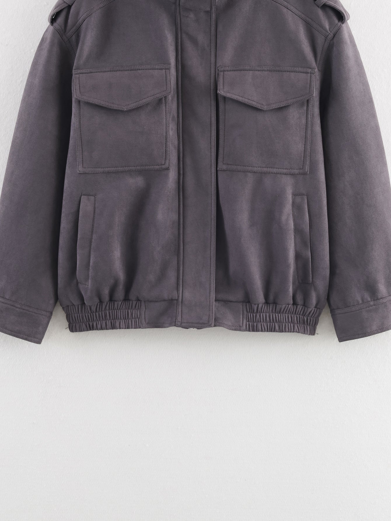 Women's new fashion suede loose stand collar jacket Coat