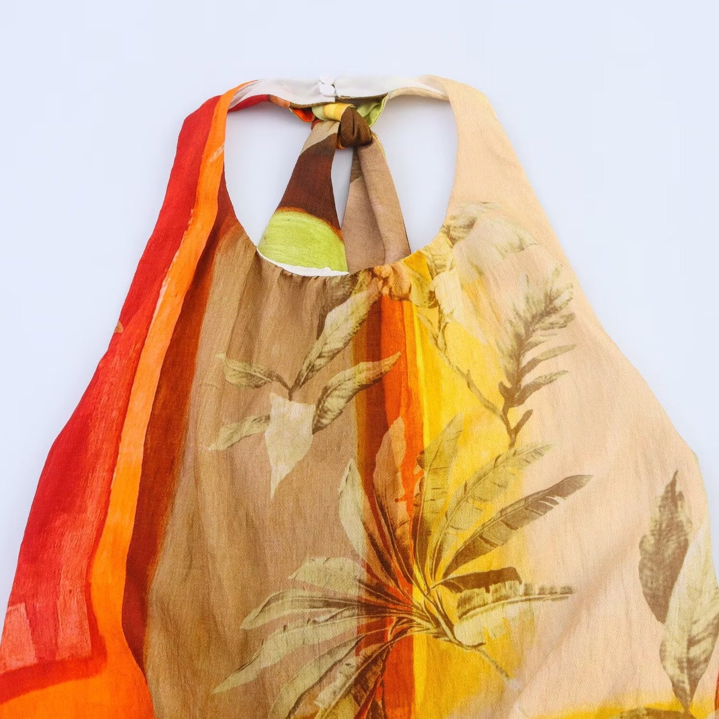 Women's New Fashion Sleeveless Printed Hanging Neck Midi Dress