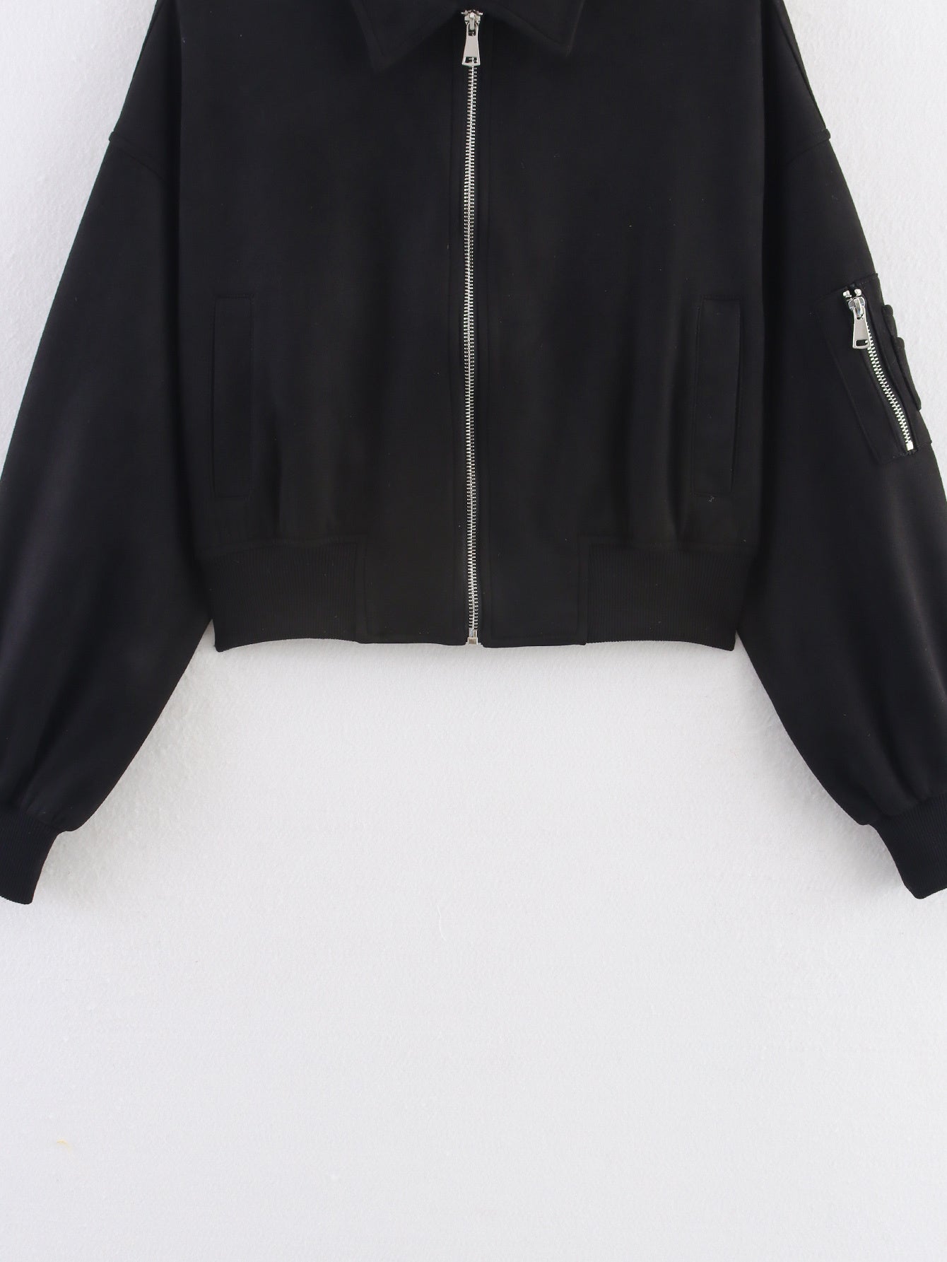 Women's new fashion short suede texture flight jacket Coat