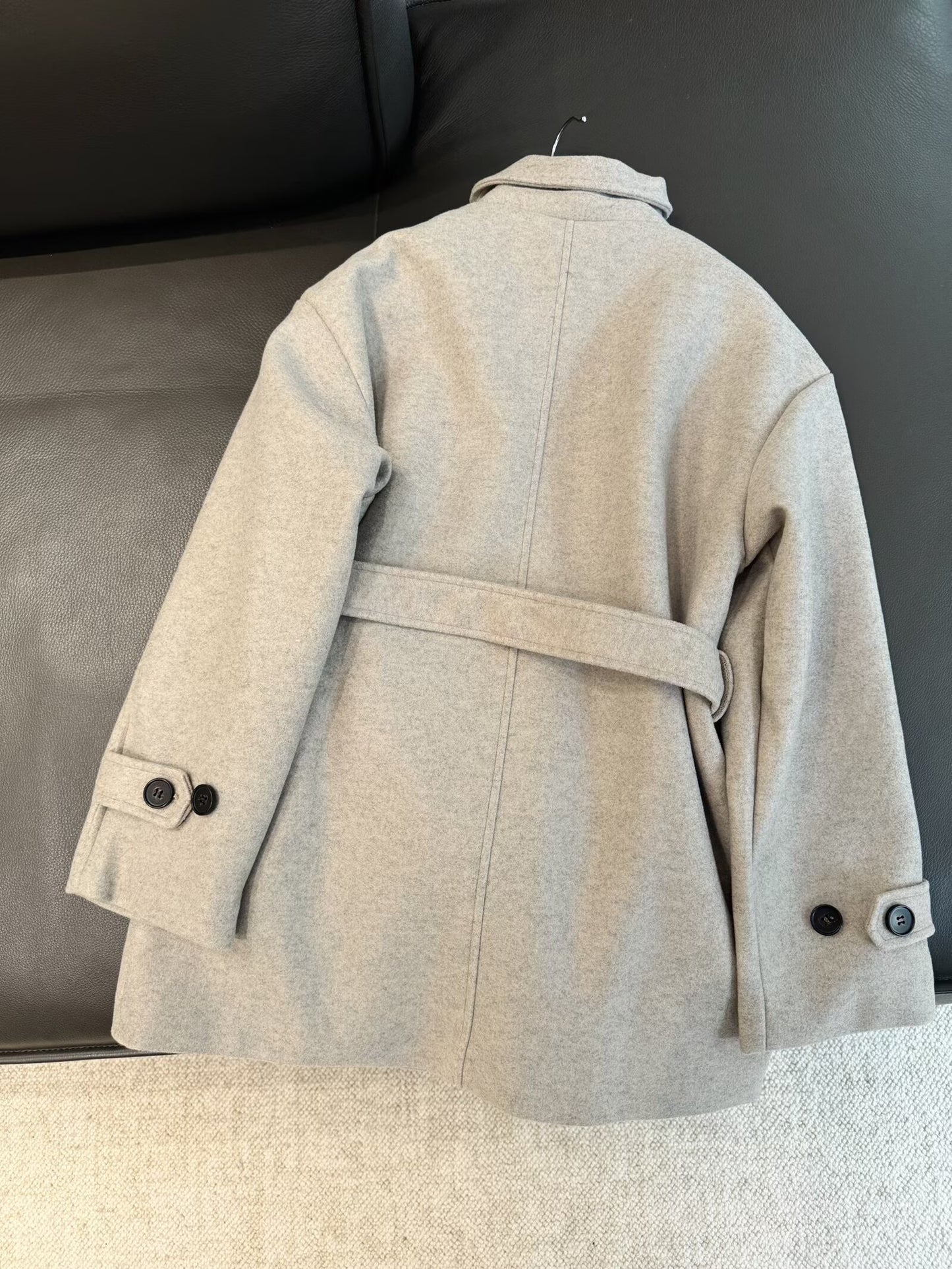 Women's New With Belt Double layered collar Soft Texture Coat