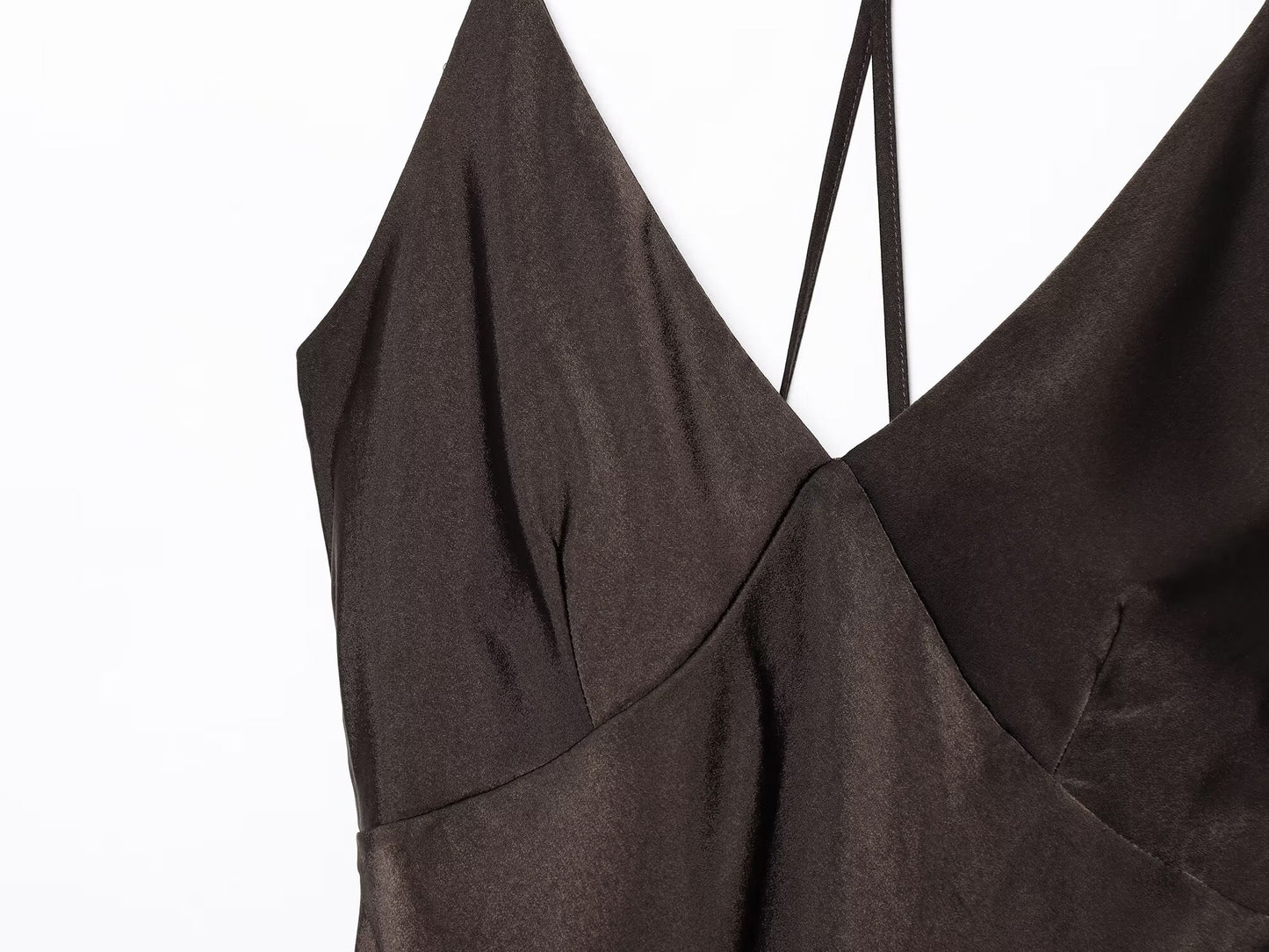 Women's new fashion slim backless lingerie style suspended Midi dress