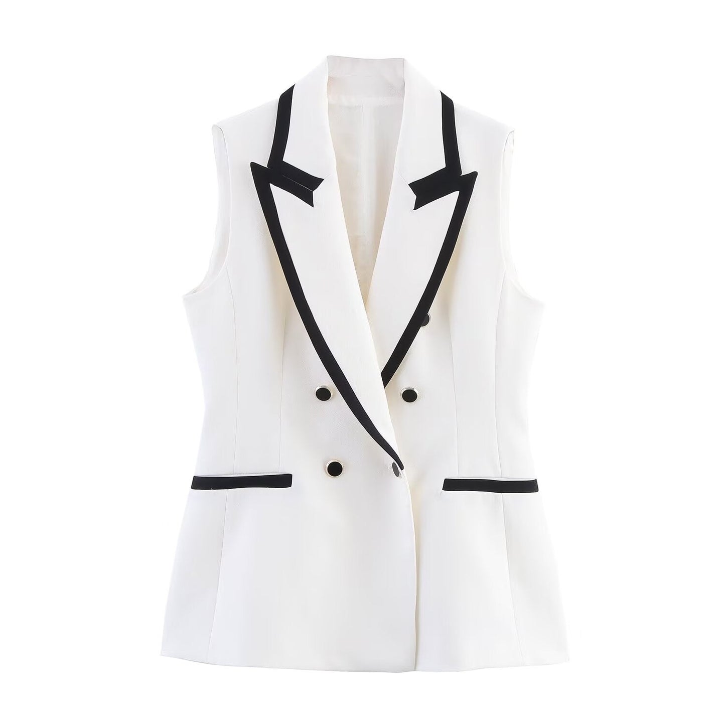 Women's new fashion casual double breasted lapel vest retro sleeveless women's vest+Shorts Women's suit