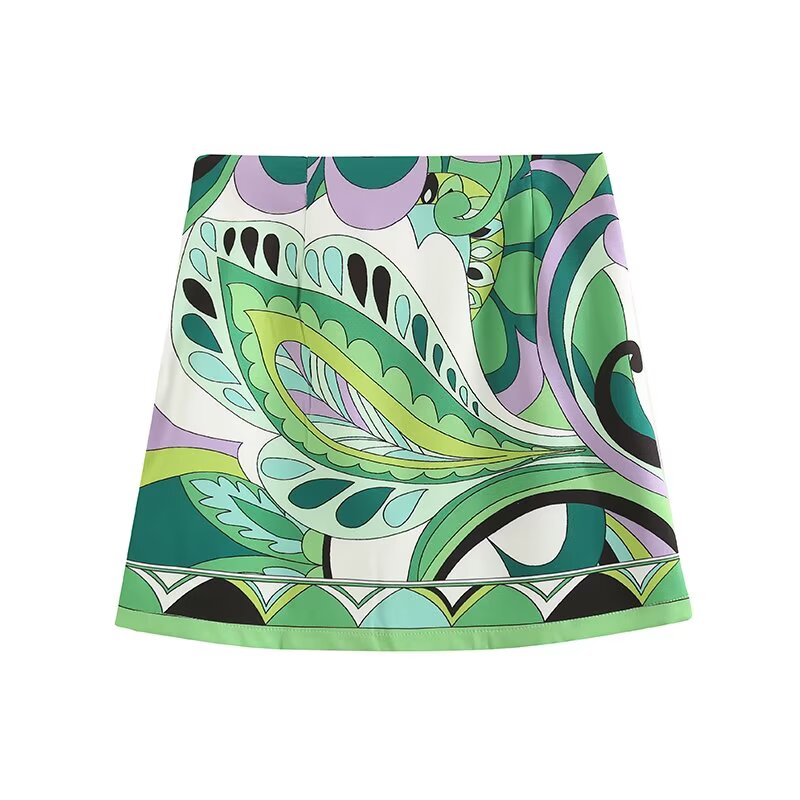 Women's new fashion loose single breasted printed long sleeved shirt+Skirt suit