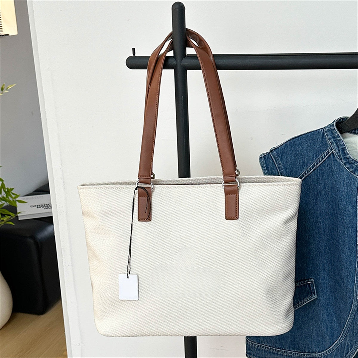 Women's New Fashion Letters Canvas Bag Shoulder Bag Commuter Handbag Large Tote Bag Female Bag