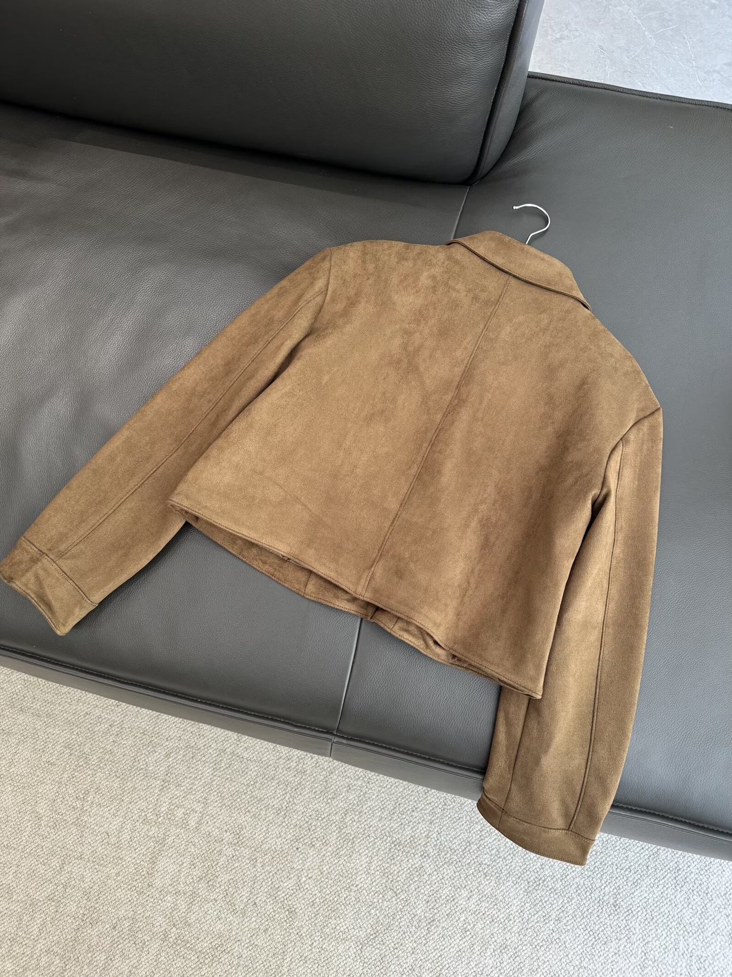 Women's 2025 new fashion short suede textured jacket Coat