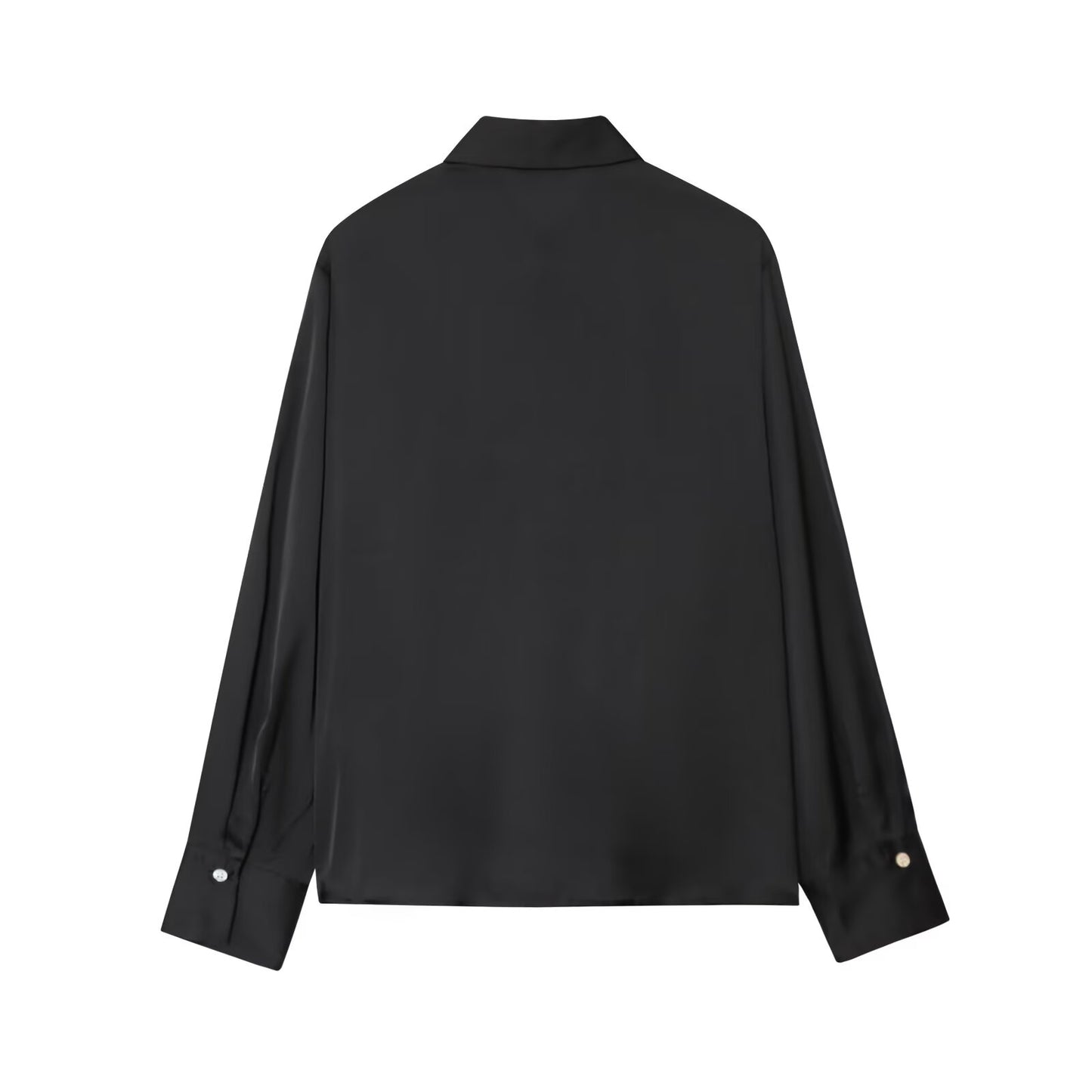 Women's new fashion knot decoration satin texture lapel shirt