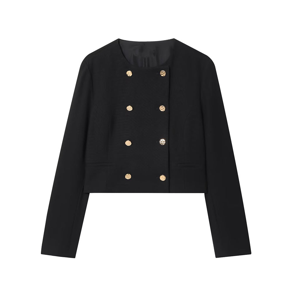 Women's 2025 new fashion short double breasted suit Coat+Pants suit