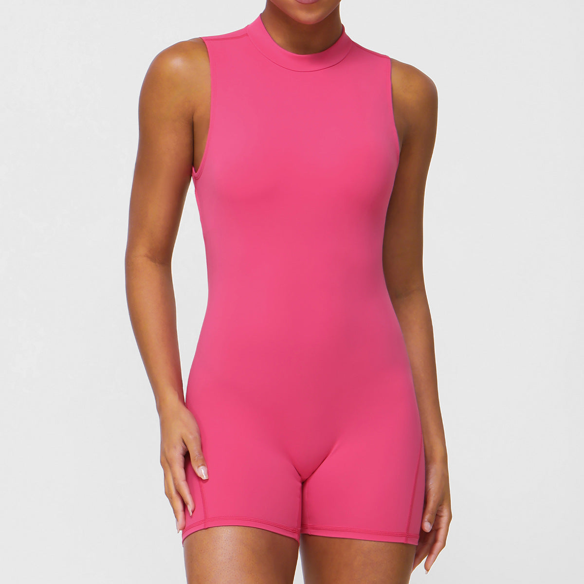 Women's New Fashion Big Backless Tight Sleeveless Yoga Jumpsuit Hip Wrinkle One-piece Indoor Training Fitness Clothes.