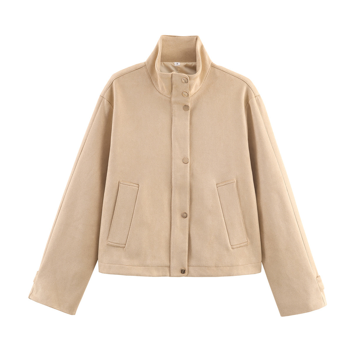 Women's new fashion suede textured stand collar jacket Coat