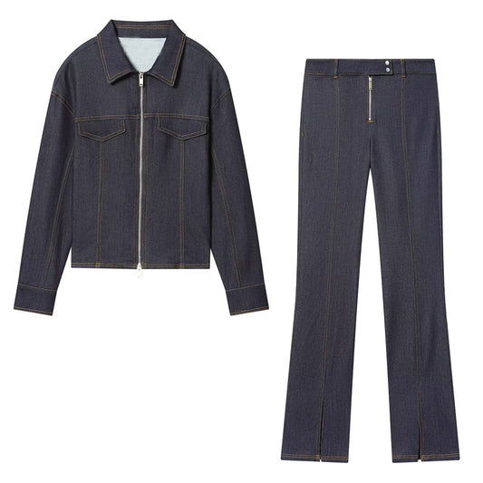 suit Women's 2 pieces slim denim jacket Coat+Jeans