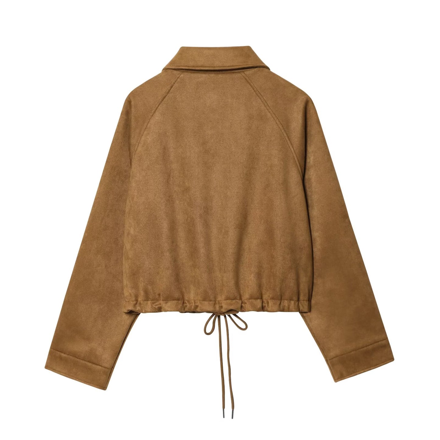 Women's new fashion suede texture short lapel lace up jacket Coat
