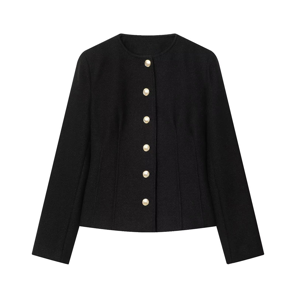 Women's O Neck slim single breasted Blazer Coat