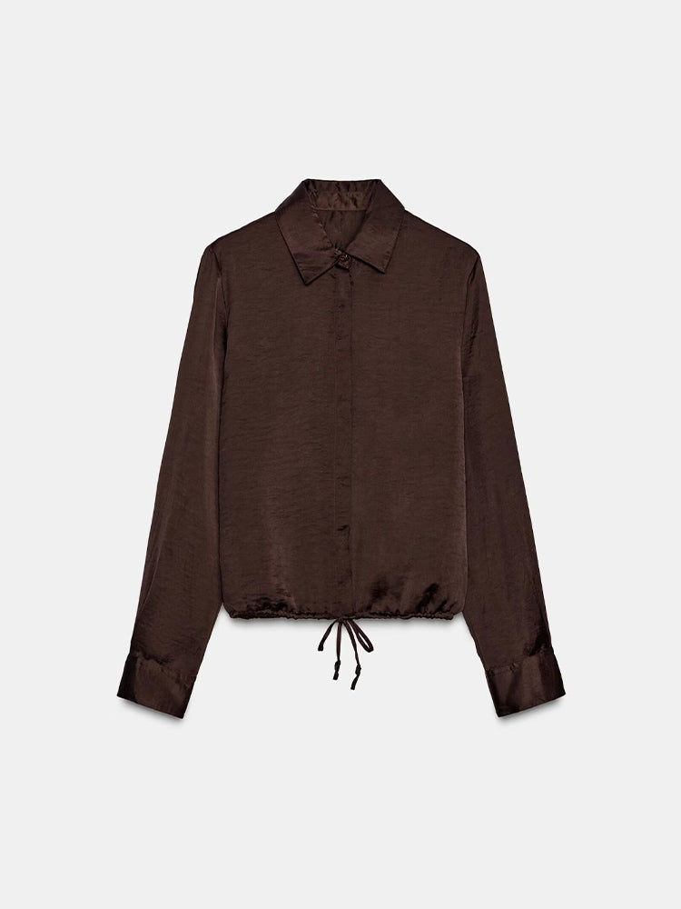 Women's with drawstring satin textured shirt