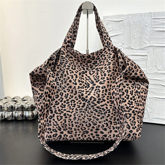 Women's new fashion canvas bag retro Leopard large-capacity shoulder bag