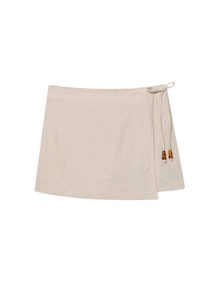 suit Women's 2 pieces New bow decoration linen blended vest+shorts suit