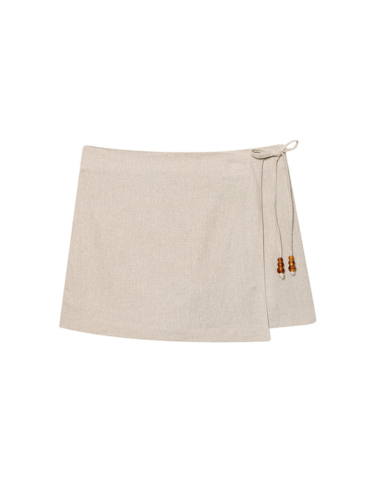 suit Women's 2 pieces New bow decoration linen blended vest+shorts suit