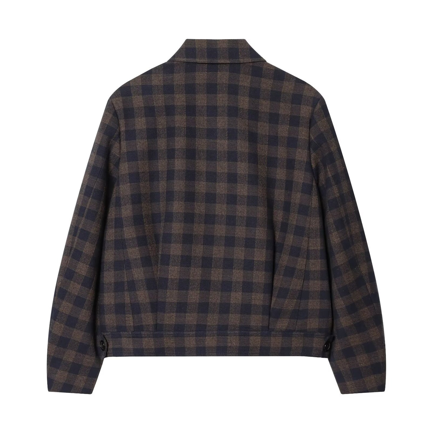 Women's casual double breasted plaid Coat