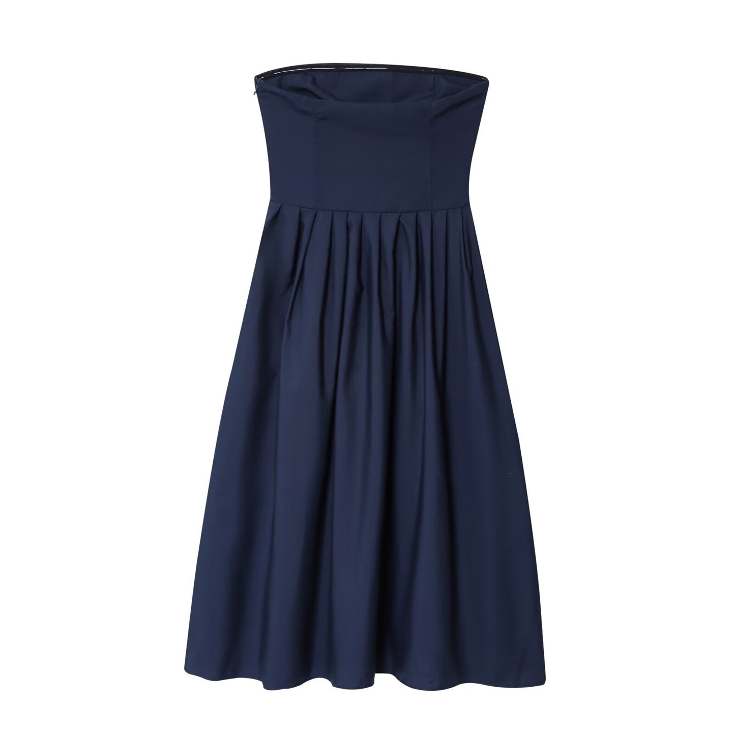 Women's new fashion poplin strapless MIDI dress