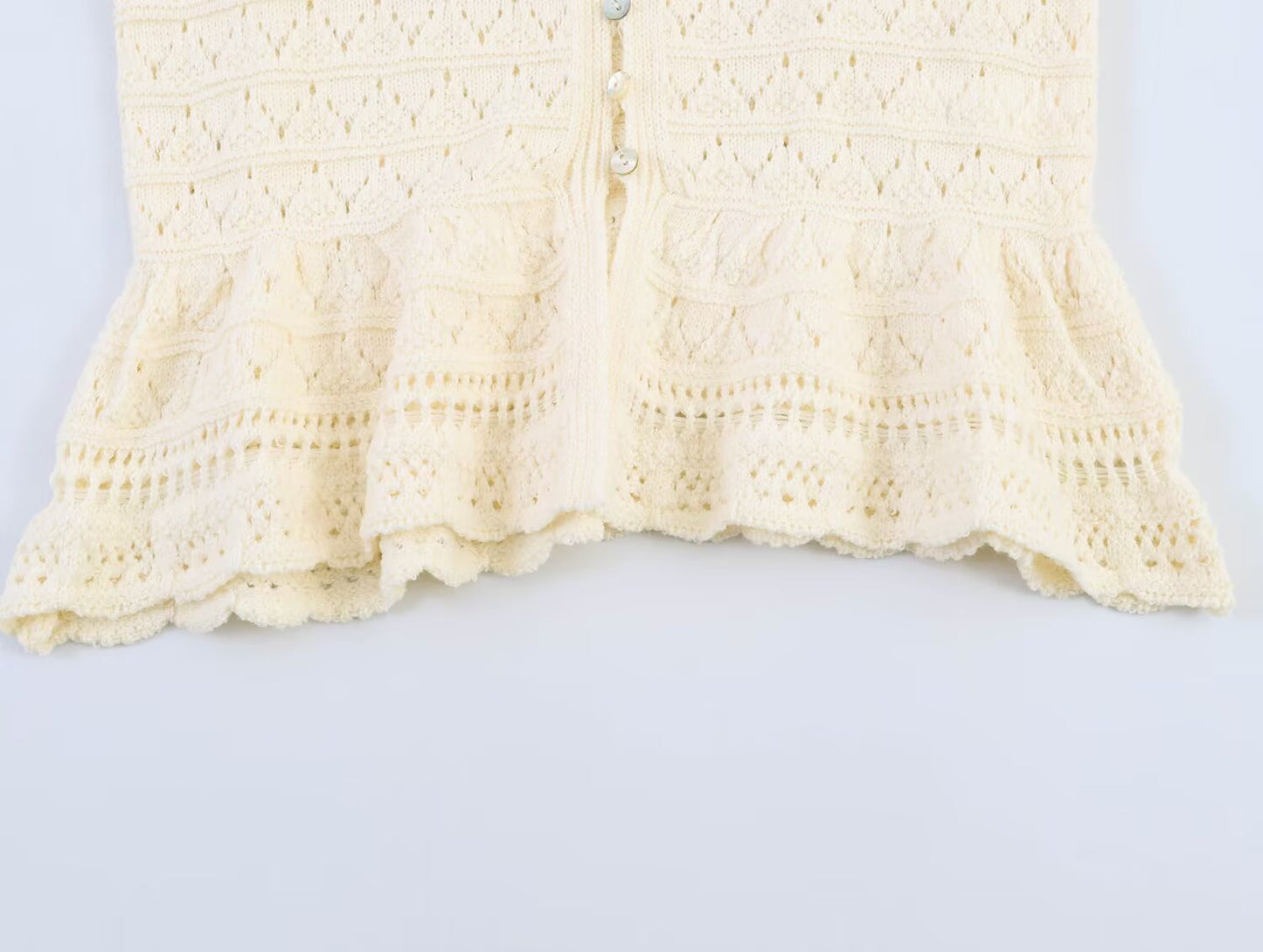Women's round neck hollow knitted Coat