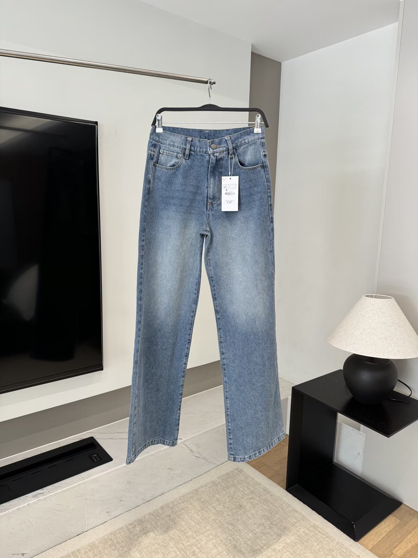 Women's chic fashion loose low waist casual wide leg jeans