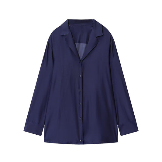 Women's new fashion loose single breasted silk shirt