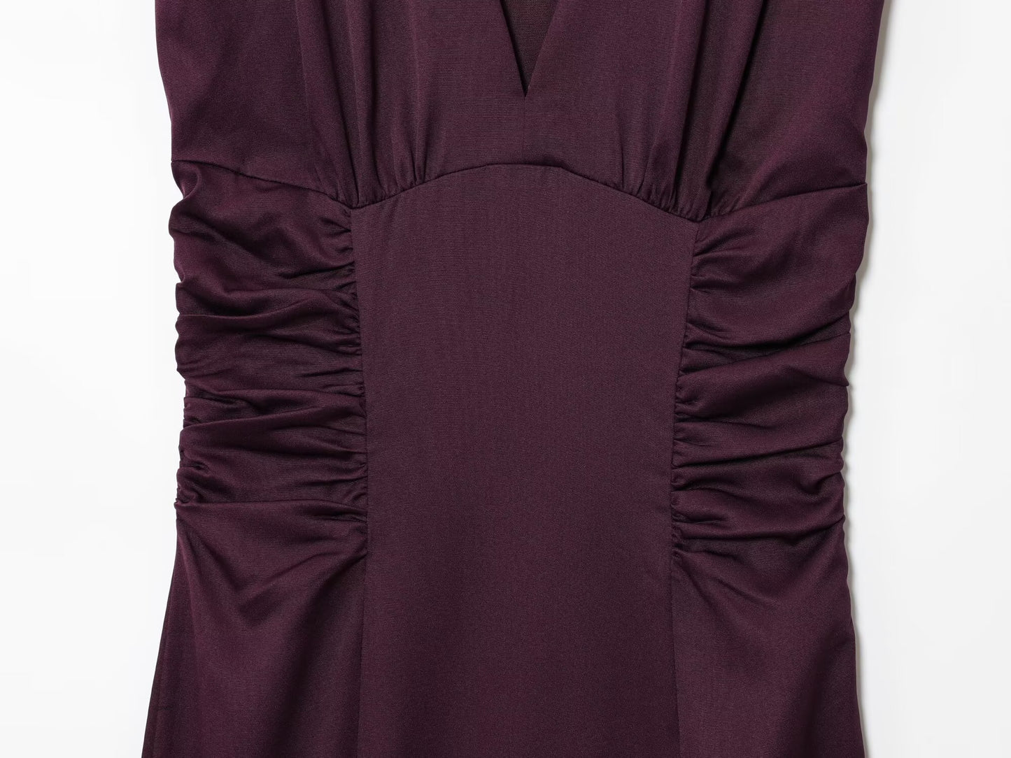 Women's summer fashion sleeveless draped V-neck MIDI dress