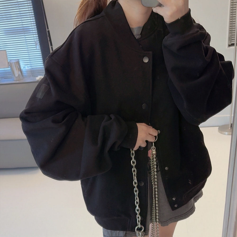 Men's and women's new casual Joker loose baseball uniform long sleeve jacket