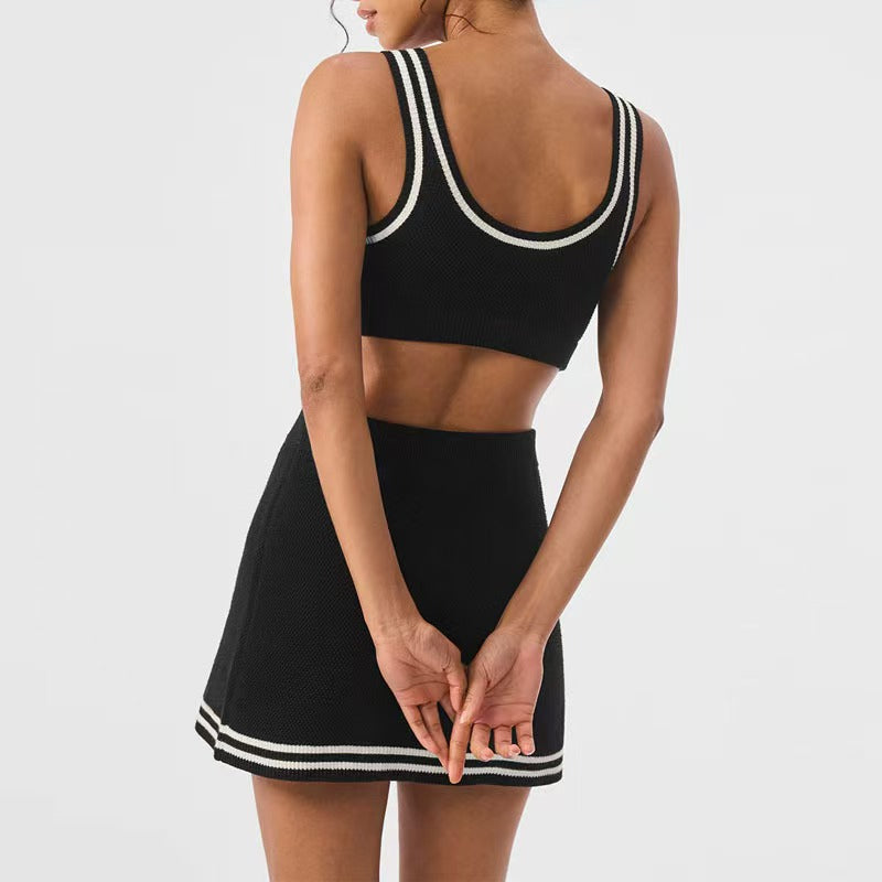 Women's New Fashion Suit New Tennis Skirt Outdoor Knitting Tennis Skirt Suit