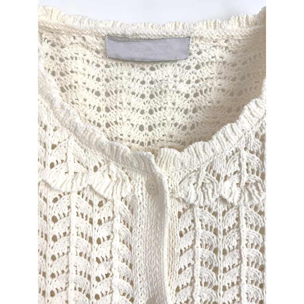 Women's new fashion O Neck long sleeved patchwork hem knitted cardigan