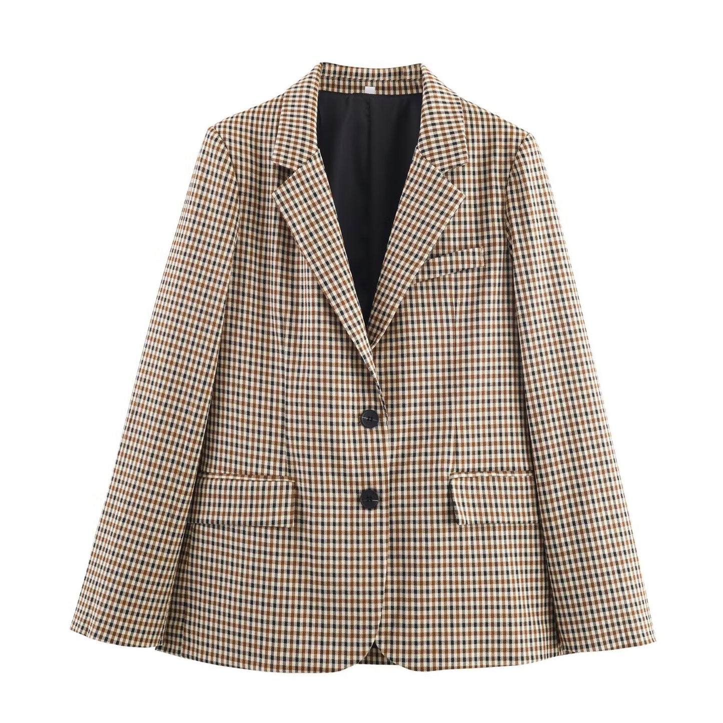 Women's new fashion loose single breasted checkered suit jacket+Pants suit