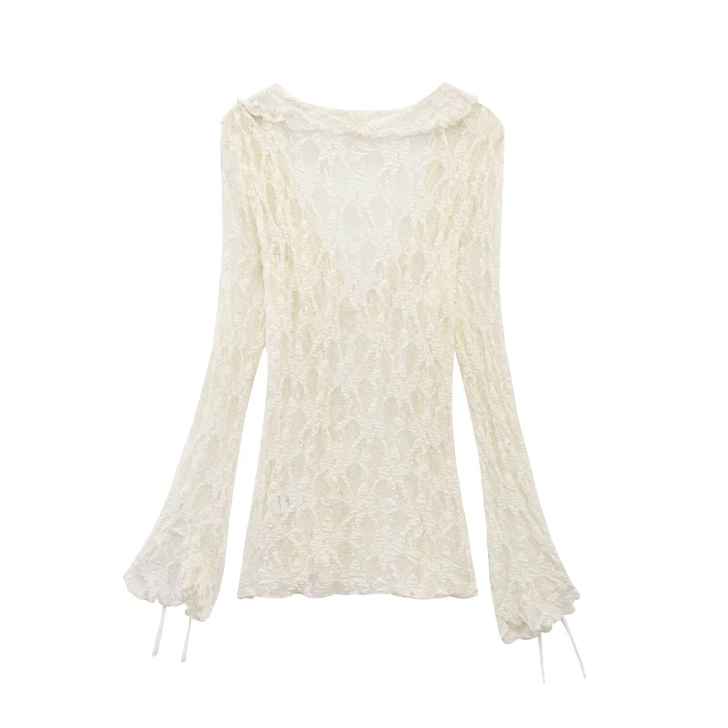 Women's new fashion layered decoration slim Lace up V-neck lace top