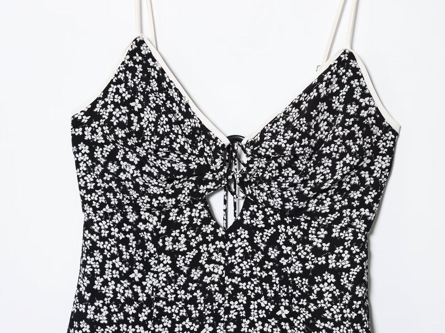 Women's New Fashion Flower Printed suspender Midi Dress