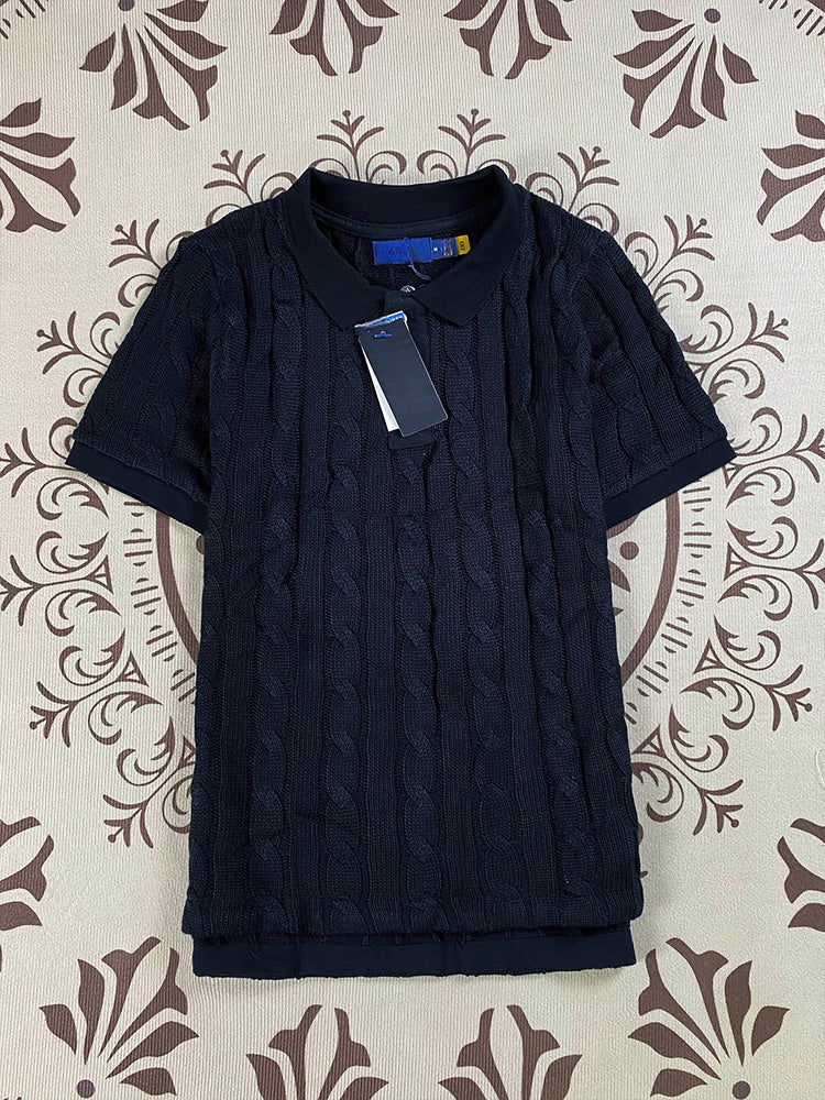 Women's New Joker Embroidered Lapel Pullover Short-sleeved T-shirt Knitwear Top