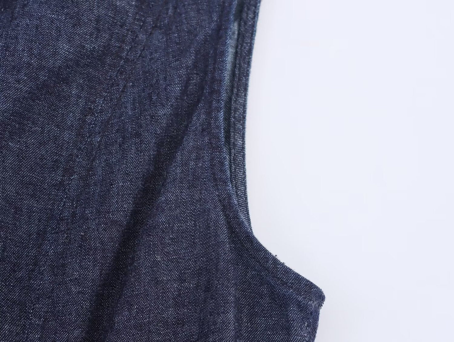 Women's new fashion sleeveless round neck denim Midi dress