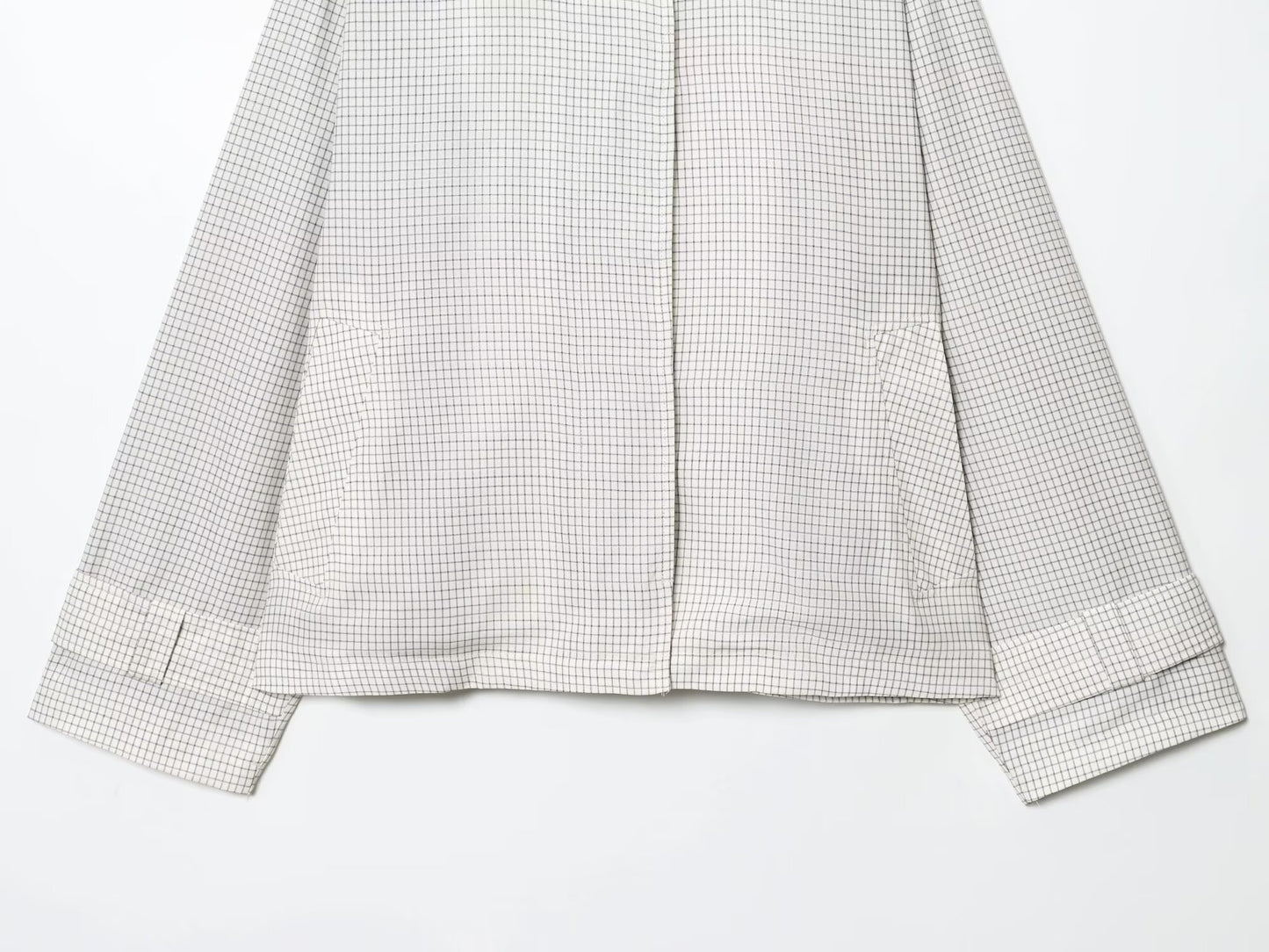 Women's new fashion leather collar design short plaid Windbreaker coat