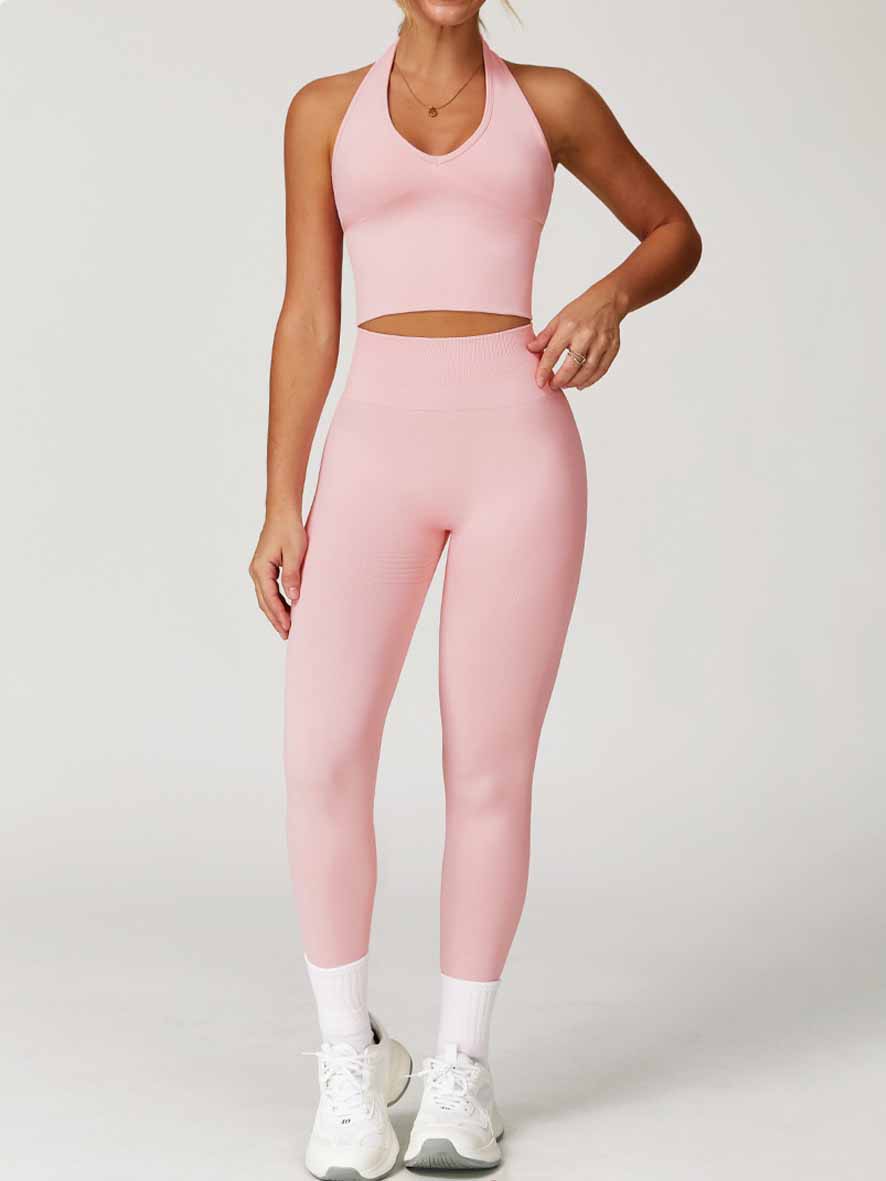 Women's New Fashion Breathable Neck Back Yoga Bra Tight High Waist Hip Yoga Pants